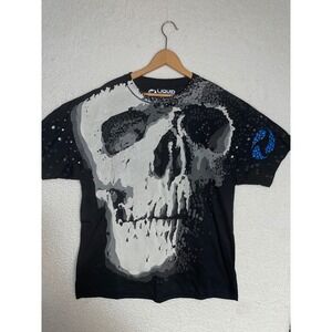 Liquid Blue Skull Skeleton Graphic TShirt Mens XL Black aop Travis Scott destroy